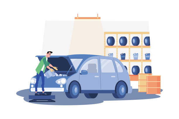 白色背景上的换油和润滑油说明概念图片下载