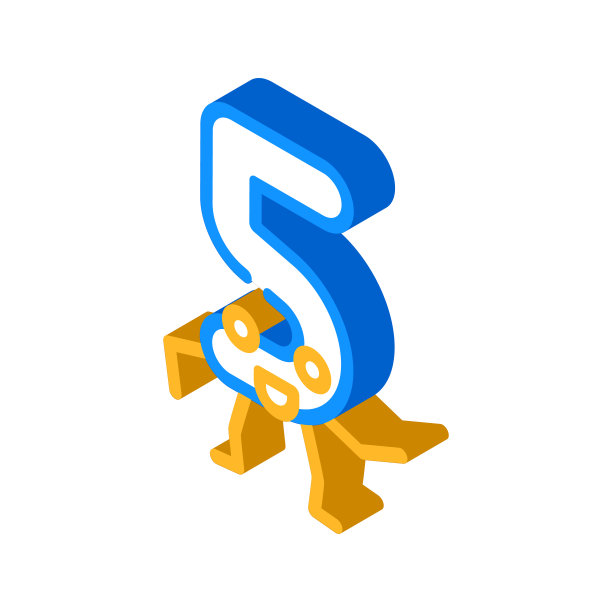 五数字字符等距图标矢量插图图片下载