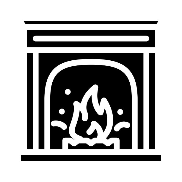 壁炉雕文图标矢量插图图片下载