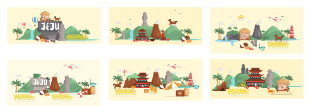 韩国的济州岛。暑假，活跃游览著名景点，冒险时光图片下载