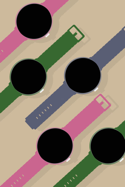 不同颜色的智能手表拼贴矢量图形图片下载