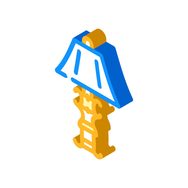 家具台灯等距图标矢量插图图片下载