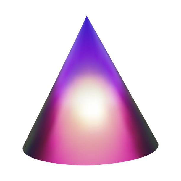 3d粉色金属霓虹灯渐变锥渲染。向量抽象三角形形式。未来彩虹全息等距形状图片下载