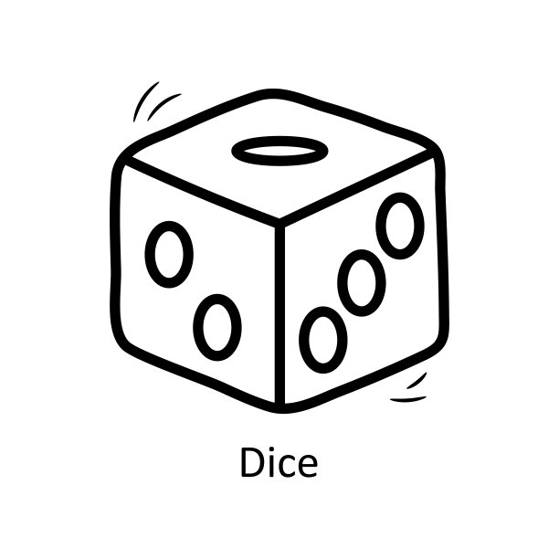 骰子矢量轮廓图标设计说明。娱乐符号在白色背景EPS 10文件图片下载
