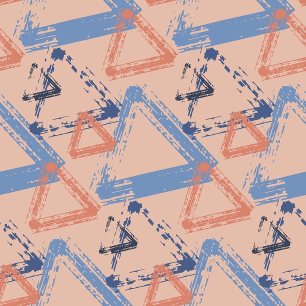 无缝图案，抽象三角形背景粉蓝粉彩，仿涂鸦插画图片下载