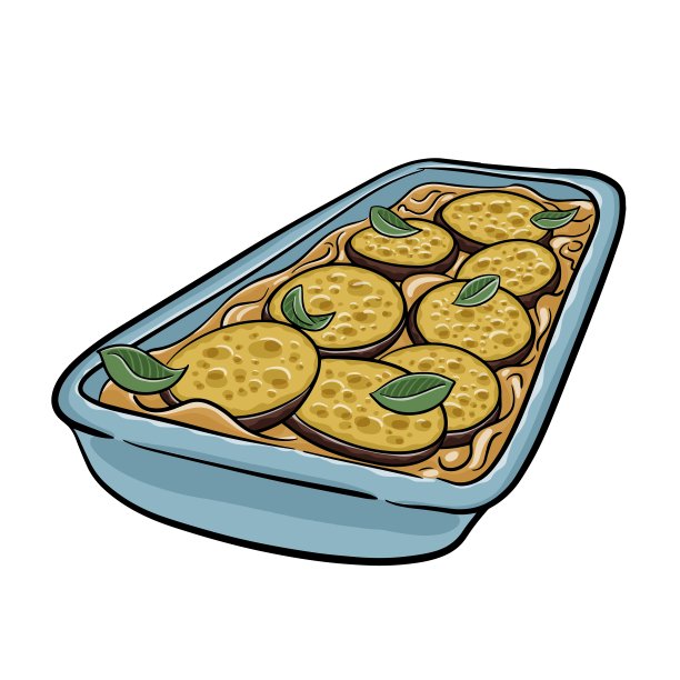 传统的希腊白底穆萨卡。孤立矢量图。图片下载