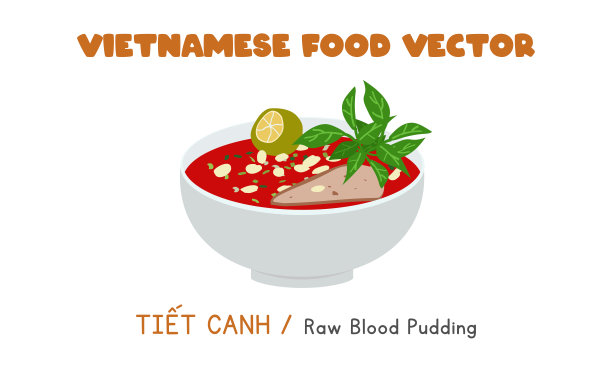 越南生血布丁平面矢量设计。铁灿剪纸漫画风格。亚洲食品。越南菜。可怕的食物，可怕的食物图片下载