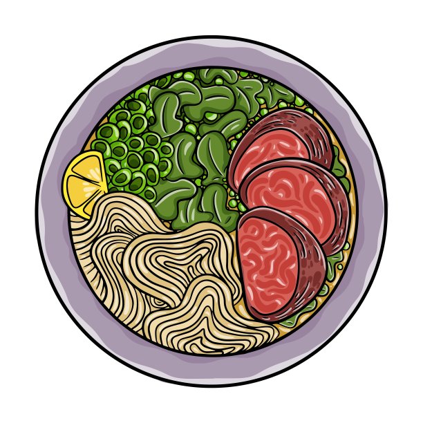 越南牛肉米粉汤。孤立矢量图。图片下载