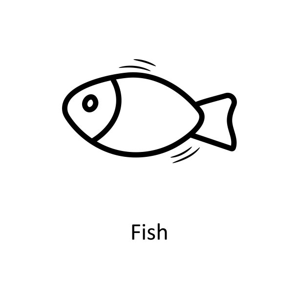 鱼矢量轮廓图标设计说明。食品和饮料符号在白色背景EPS 10文件图片下载