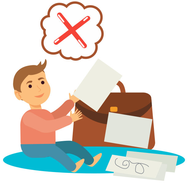 小男孩从他父亲的文件中汲取灵感。孩子弄坏工作文件，说不，否定回答图片下载