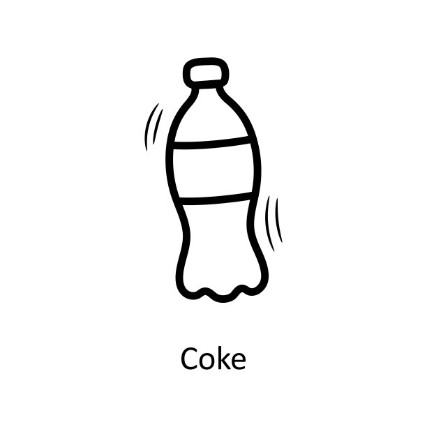 可乐矢量轮廓图标设计说明。食品和饮料符号在白色背景EPS 10文件图片下载