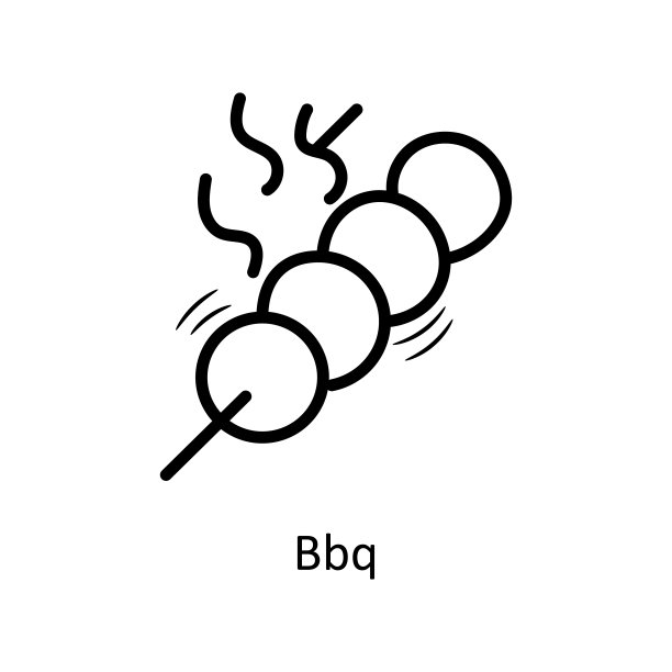 BbQ矢量轮廓图标设计说明。食品和饮料符号在白色背景EPS 10文件图片下载