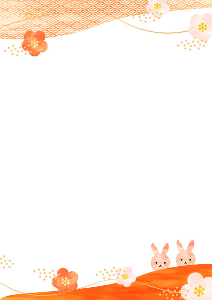 日本新年框架垂直兔子图片下载