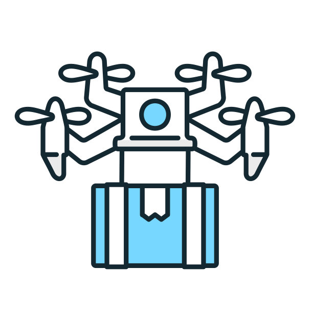 运载东西的无人机。插图矢量材料。图片下载