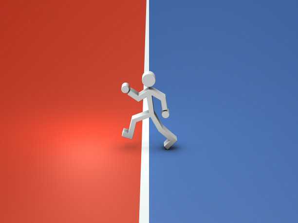 象形文字:横跨边界并向外延伸的象形文字抽象概念，表示开始和前进。分隔内外的边界。3 d渲染。图片下载