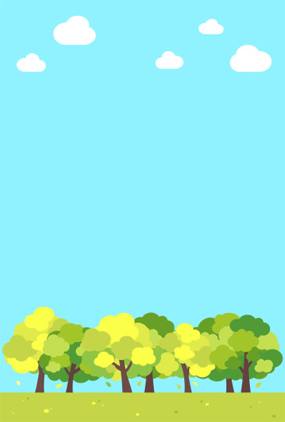 简单可爱的绿树成荫的道路插图图片下载