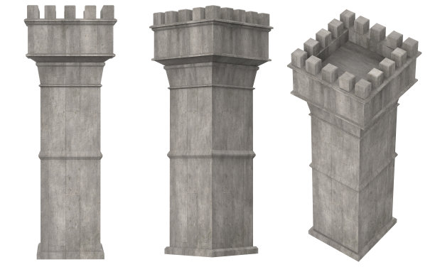 孤立的3d渲染插图中世纪城堡塔。图片下载