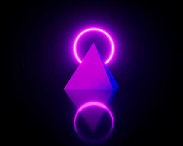 三维渲染彩色渐变方锥金字塔图片下载