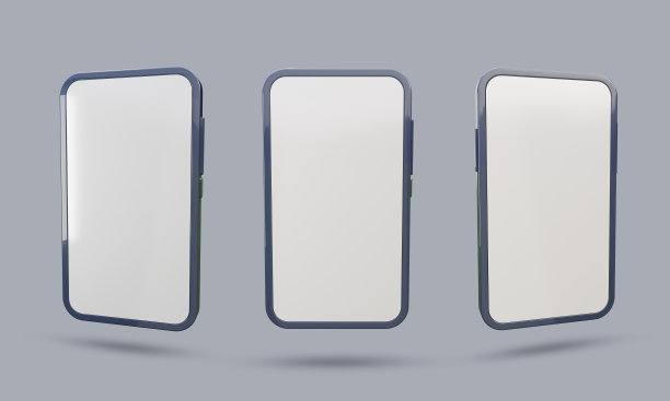 智能手机与空白的白色屏幕和不同角度的视角3D渲染插图。图片下载