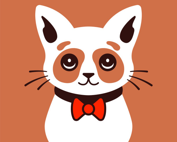 可爱彬彬有礼的小猫戴着领结。平面矢量图。图片下载