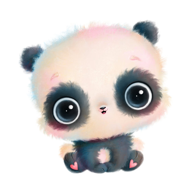 一只可爱的卡通熊猫的插图。可爱的动物图片下载