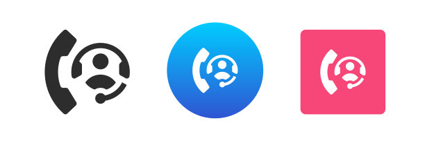 打电话给客户支持操作员帮助台咨询图标设置矢量平面插图图片下载