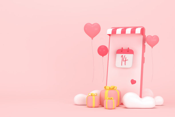 情人节的三维图形。图形资源的三维渲染。图片下载