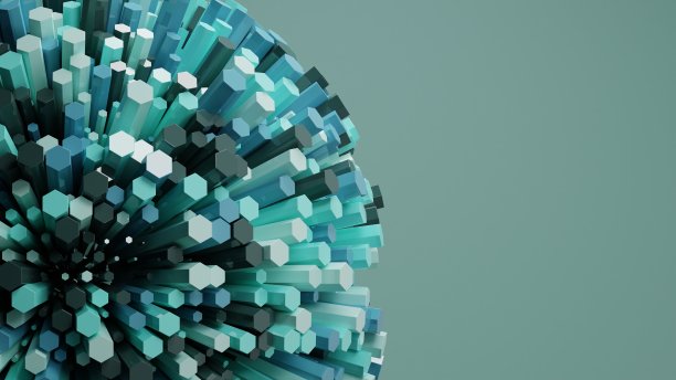 抽象六边形球背景3D渲染插图图片下载