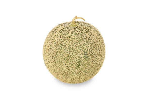 甜瓜或哈密瓜有修剪路径。白色背景的绿色甜瓜，甜瓜或哈密瓜。夕张瓜图片下载