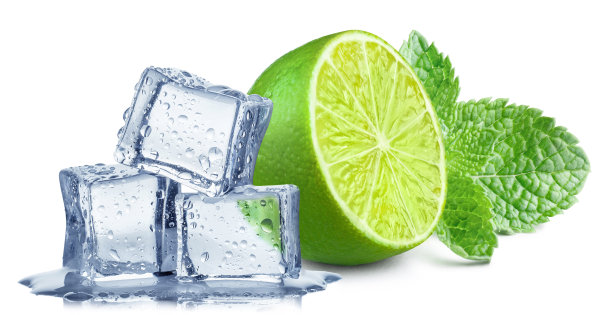 美味的青柠加冰和薄荷图片下载