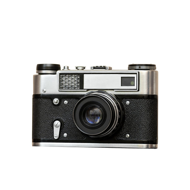 白色背景的老式相机。图片下载