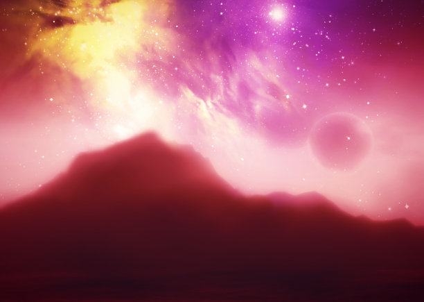 山是抽象的景观。旅行的概念。宇宙充满了星星。图片下载