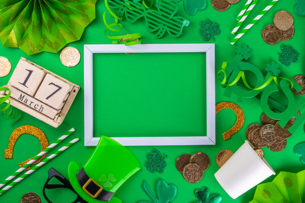 圣帕特里克节贺卡，派对邀请背景图片下载