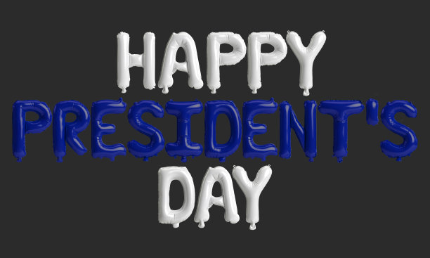 三维插图的信快乐总裁日气球孤立的背景图片下载