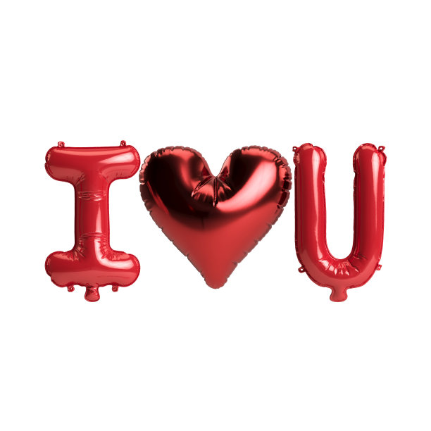 关于情人节的信的三维插图在气球孤立的背景图片下载