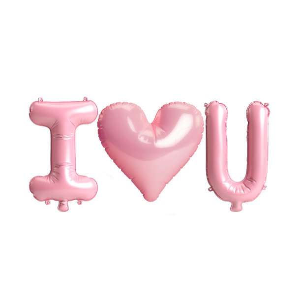 关于情人节的信的三维插图在气球孤立的背景图片下载