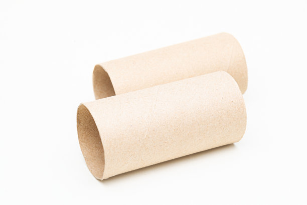 白色背景上的空厕纸卷。厕纸芯，厕卷芯，厕纸管。废纸可循环再造。图片下载