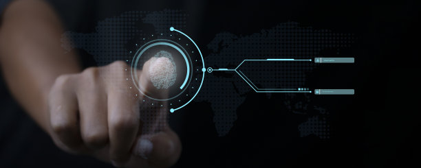 指纹扫描仪未来数字处理的生物特征识别。图片下载