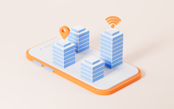 Wi-Fi与手机，信号传输与电信概念，3d渲染。图片下载