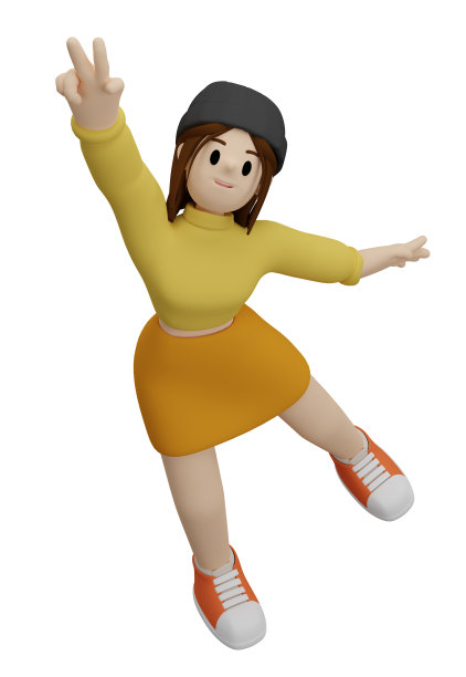 3D女孩伸出手指做和平手势图片下载