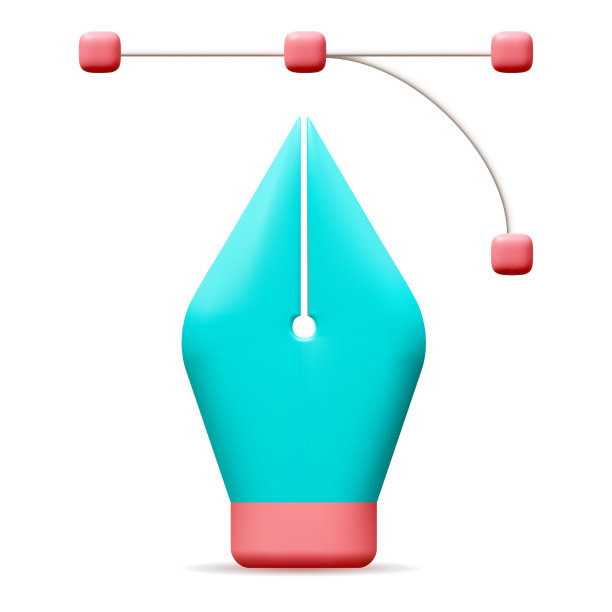 3d卡通风格最小锚，曲线，钢笔，点，工具图标。孤立在白色背景上的3D矢量插图图片下载