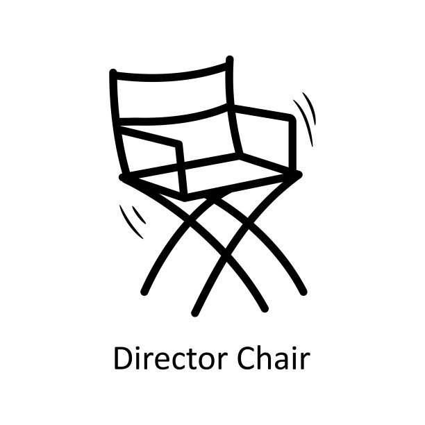 导演椅子矢量轮廓图标设计插图。娱乐符号在白色背景EPS 10文件图片下载