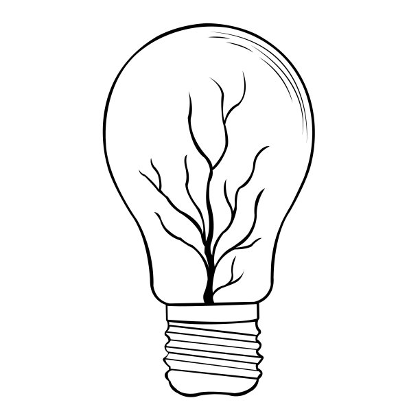 灯泡和树叶树抽象标志。能量符号图标矢量插图。图片下载