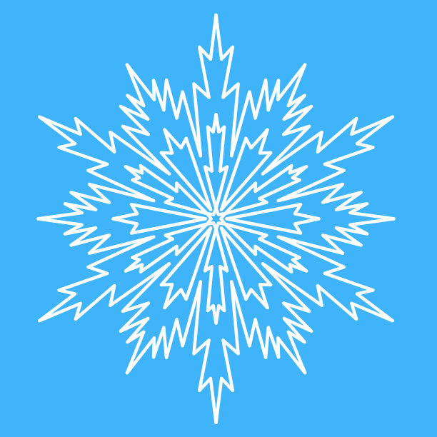 白色的雪花，冬天的象征。简单可爱的圣诞标志，冰晶图片下载