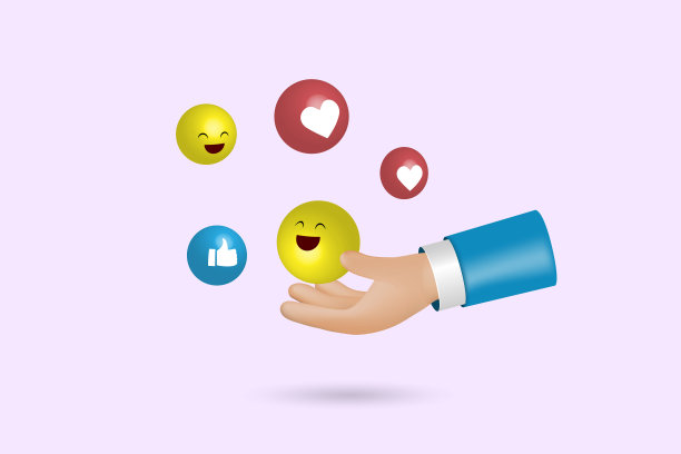 商人手牵爱情，像圣像。社交媒体营销、吸引、获取和保留策略。三维现实向量。图片下载