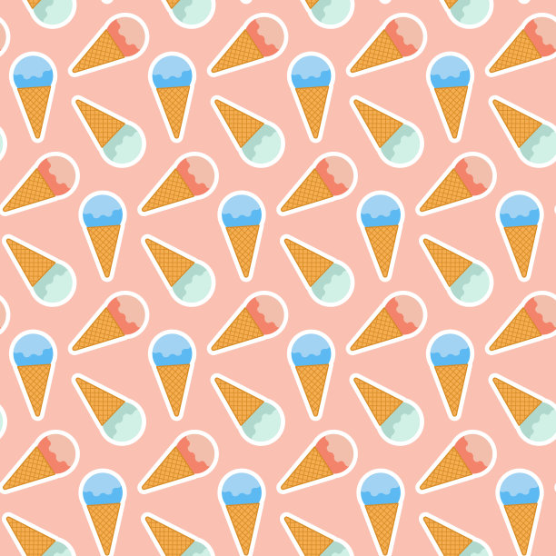 粉蓝色的球冰淇淋冰沙在华夫蛋筒在粉红色的背景图片下载