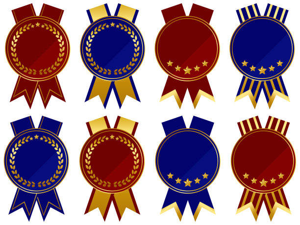 8个带丝带的徽章图片下载