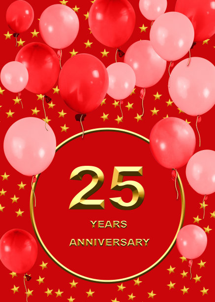 25周年。节日背景上的金色数字。周年庆典、晚会海报或卡片图片下载