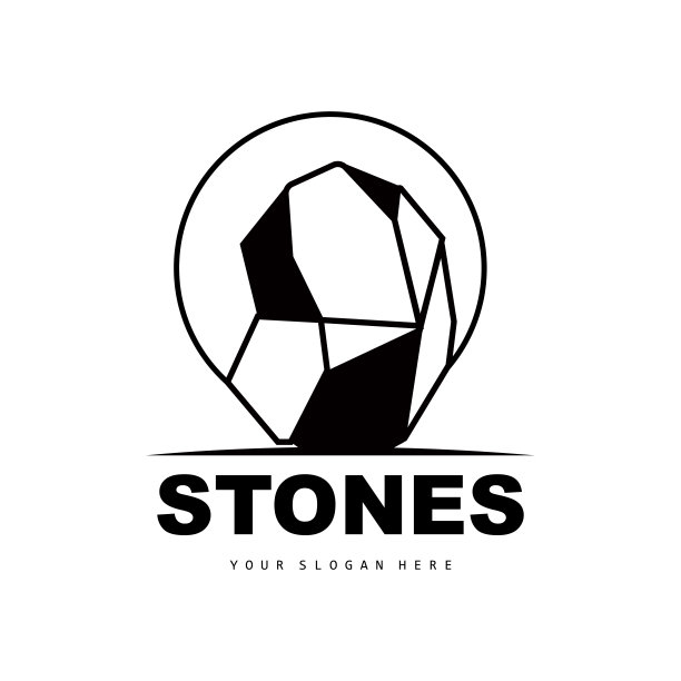 石头标志，矢量石头现代几何线风格，设计为审美装饰，品牌现代产品，简单的图标抽象美学几何线图片下载