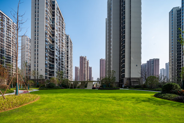 现代高层住宅绿化景观与绿化带图片下载